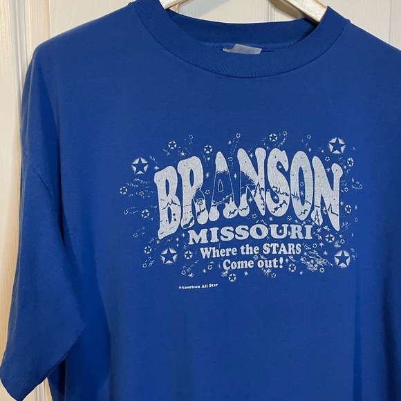 VTG Miller single stitch blue tee w/ Branson ‘Where the Stars Come Out!’ Sz XXL - Picture 3 of 9